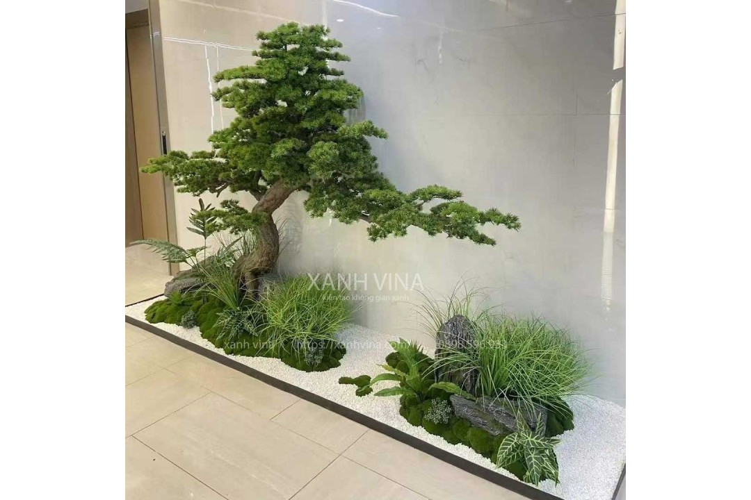 tiểu cảnh cây tùng giả